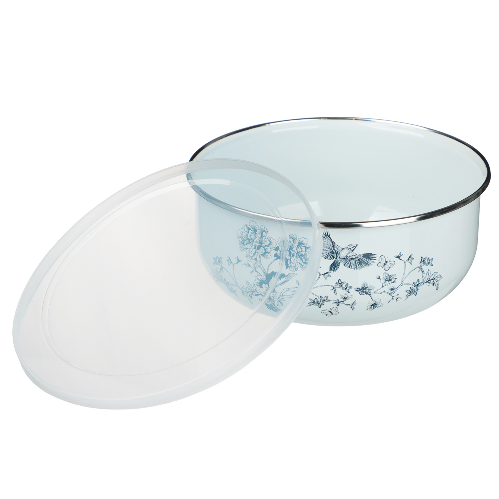 Набор эмалированных салатников с крышками, 6 пр. (14/16/18см, 0,7/1,1/1,4л) "Флорал" - #5