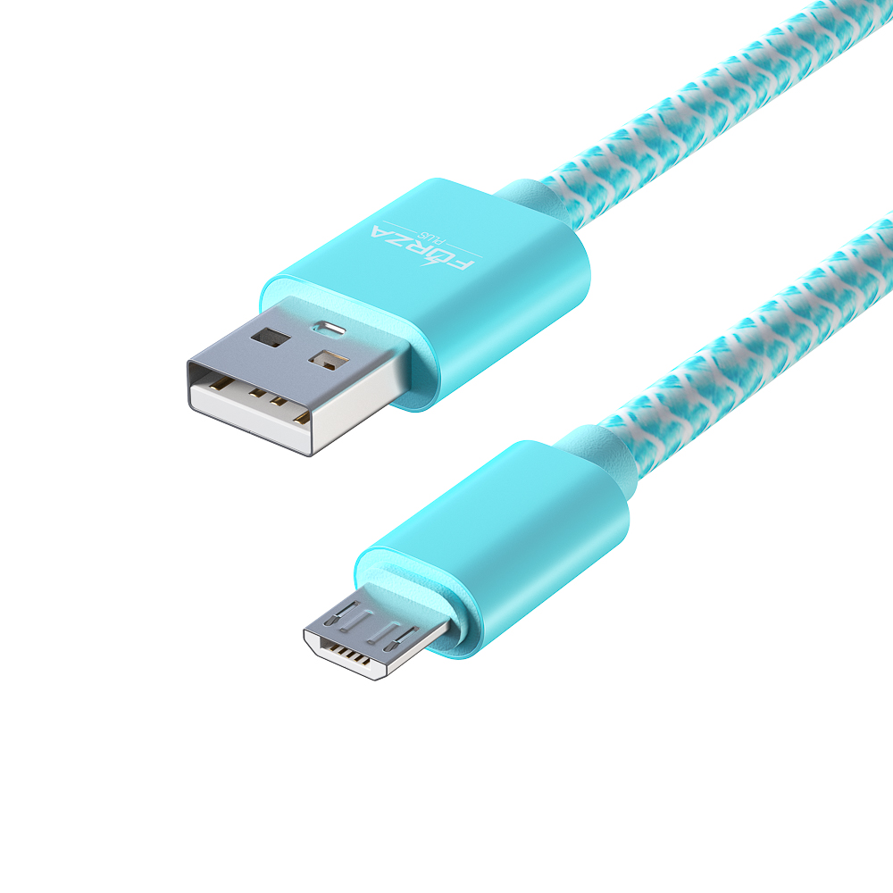 FORZA Кабель для зарядки Волна Micro USB, 1м, 2А, тканевая оплётка, 4 цвета, пакет - #11