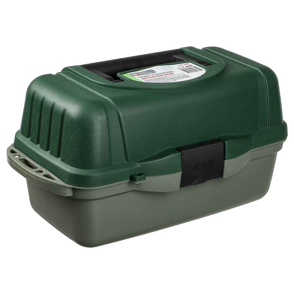 AZOR FISHING Ящик рыболова двухполочный, 40x19,5x21см, пластик, зеленый (MB-PL-07_1 ) - #1