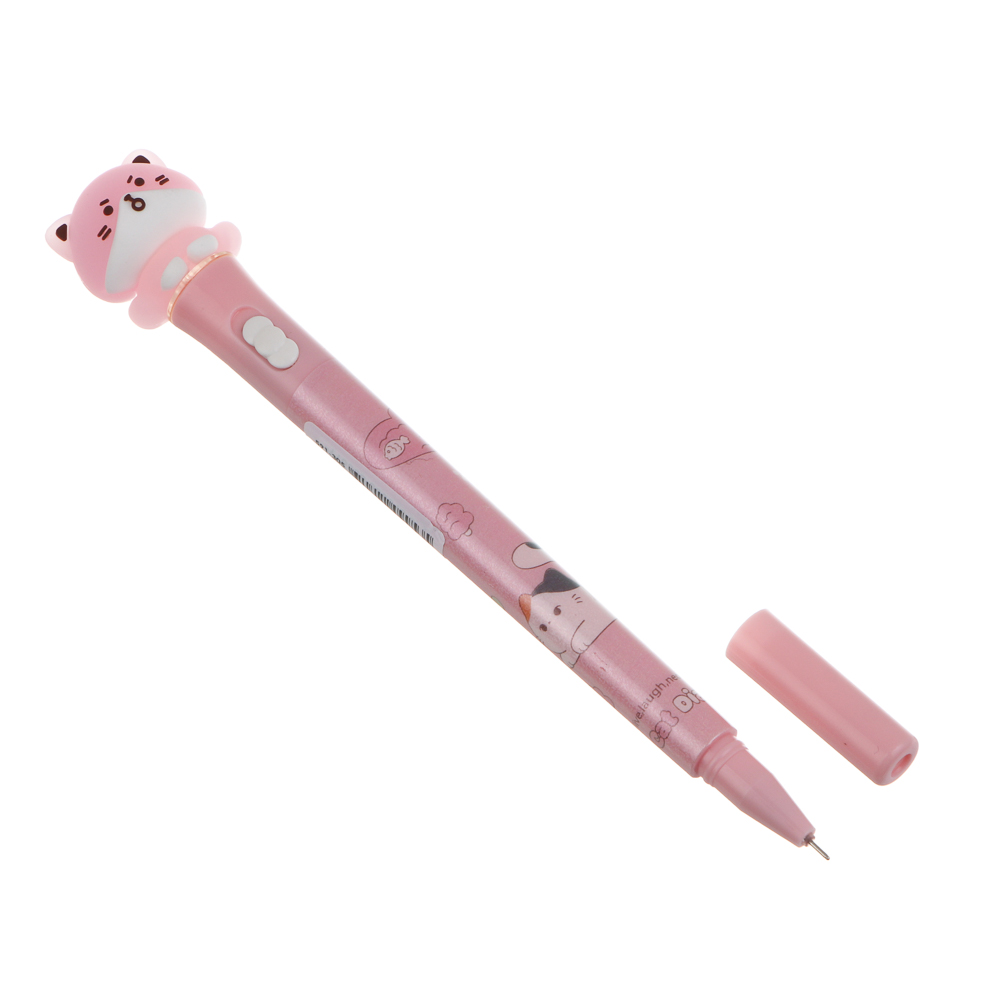 Ручка гелевая черная 0,5мм, с LED подсветкой "Котики", 4 вида - #3