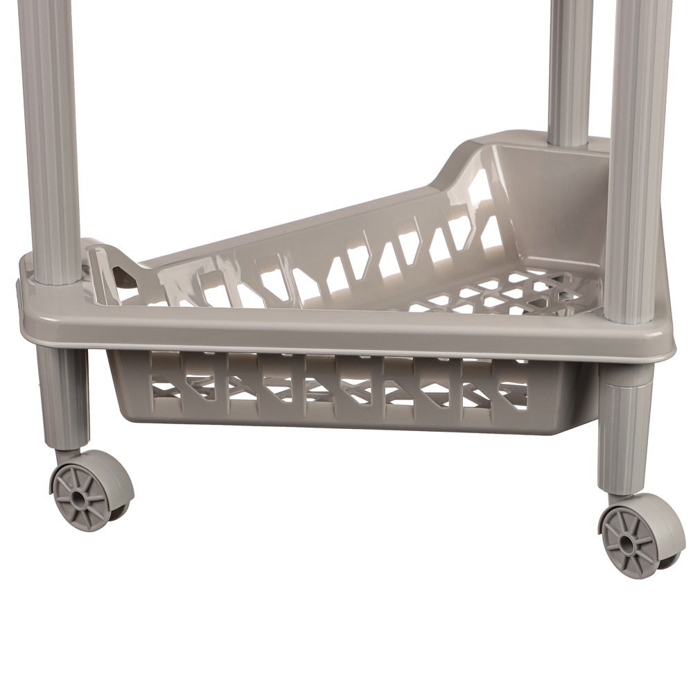 Этажерка на колесиках угловая, 3 полки, пластик, 54x27x61см, св-сер. - #3