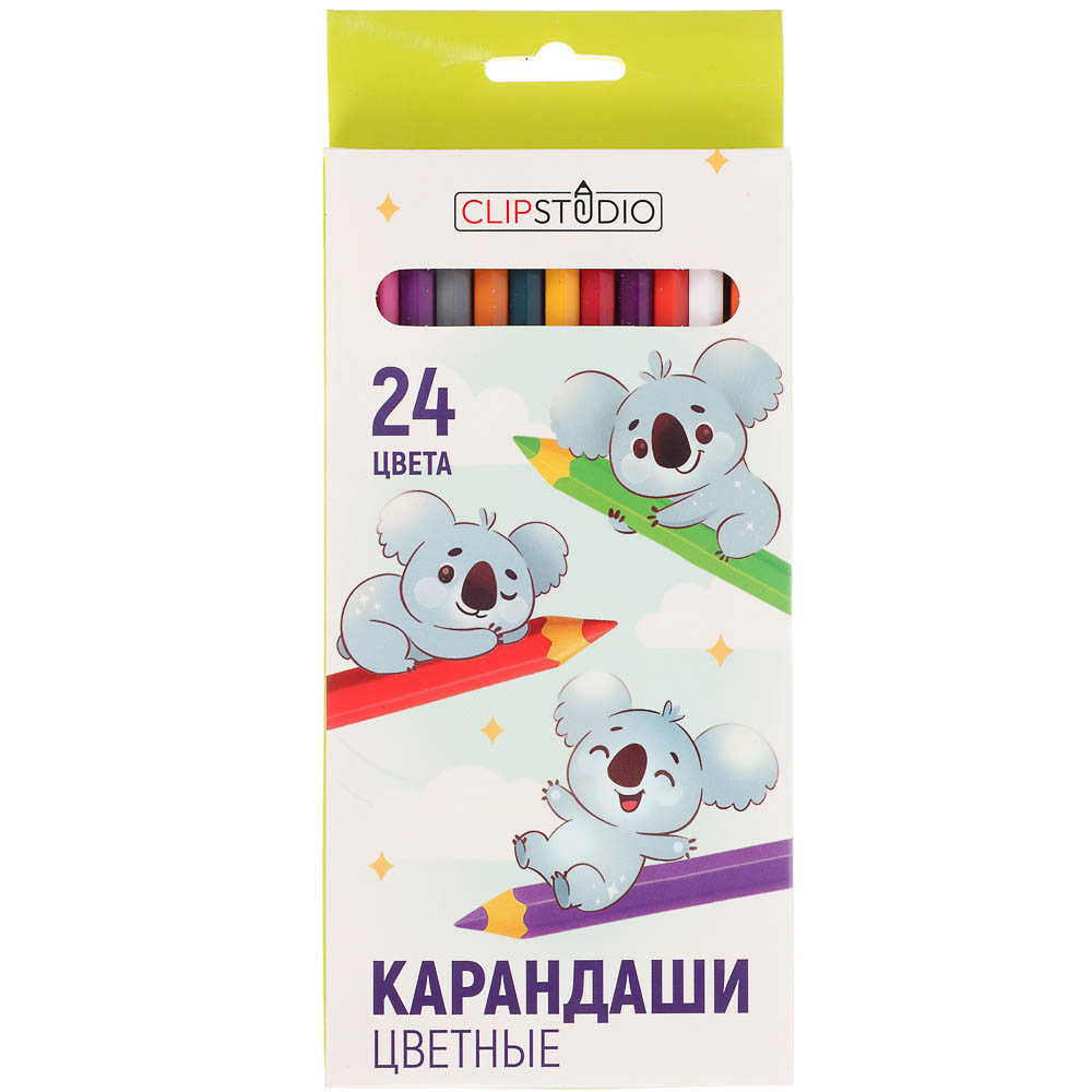 Карандаши 24цв. ClipStudio шестигранные заточ., пластик, улучшенное письмо, в карт.коробке - #7