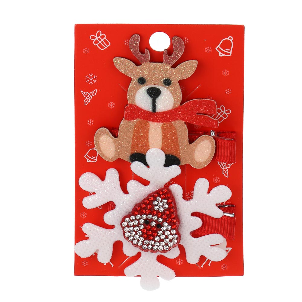 Заколка для волос 2 шт, тм ЮНИLOOK, 1-6,5см, металл, полимер, 6 дизайнов, #1 - #5