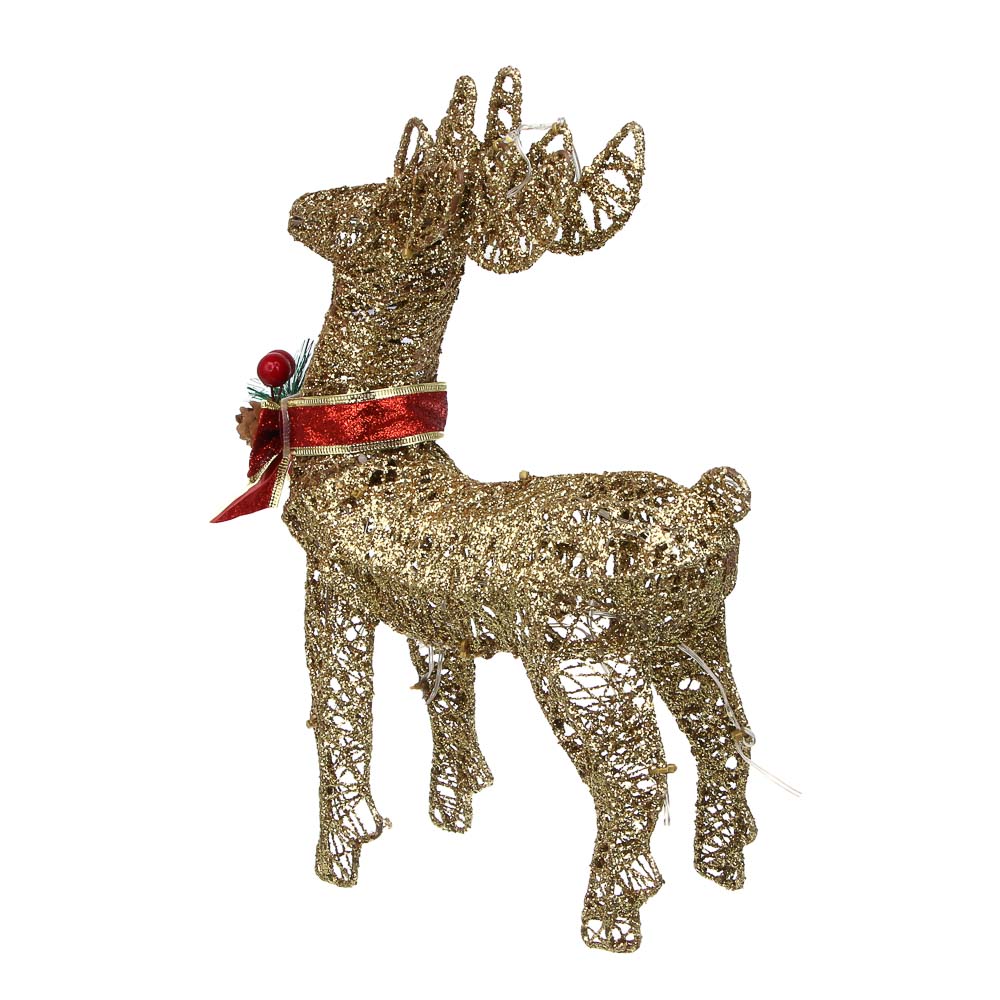 СНОУ БУМ Олень, 20 LED, 30 см, шампань, постоянное свечение - #5