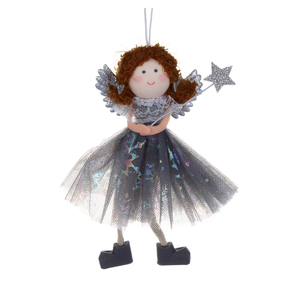 СНОУ БУМ Сувенир елочный Ангел 17см, полиэстер, серебро, 3 вида - #2