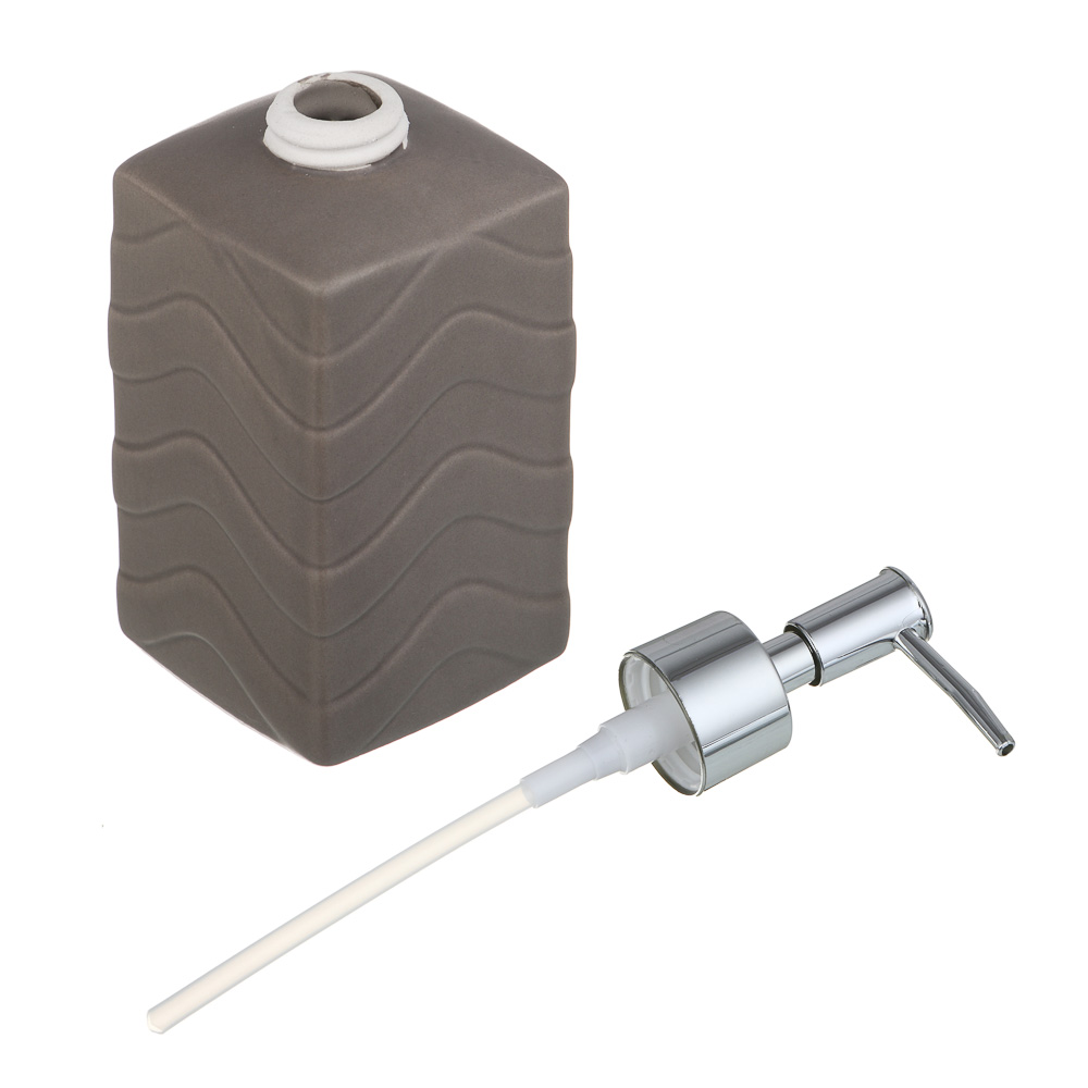 VETTA Дозатор для жидкого мыла, керамика, 18x7x7 см, волны, серый - #3