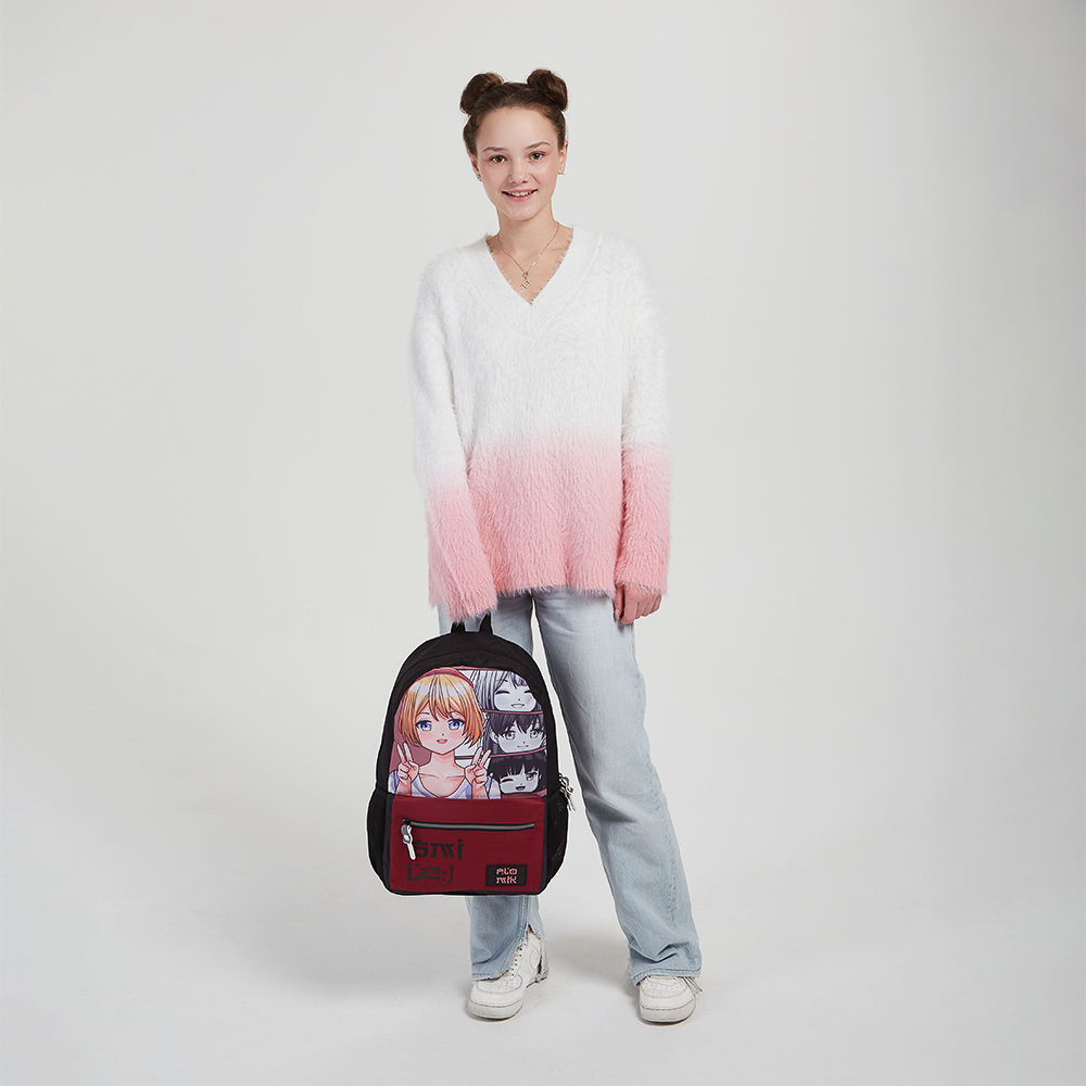 Японский стиль Рюкзак подростковый 43,5х29х13,5см, 1 отд., 3 карм., ПЭ, нашивка и пулеры из силикона - #11