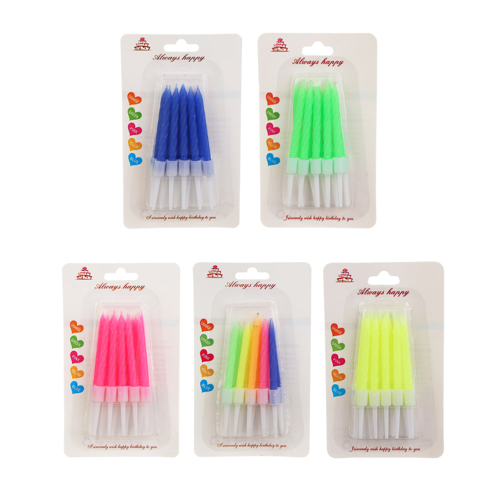 Fntastic Набор свечей для торта, 10 шт, 5,7 см х 5 мм, парафин, пластик, микс - #6