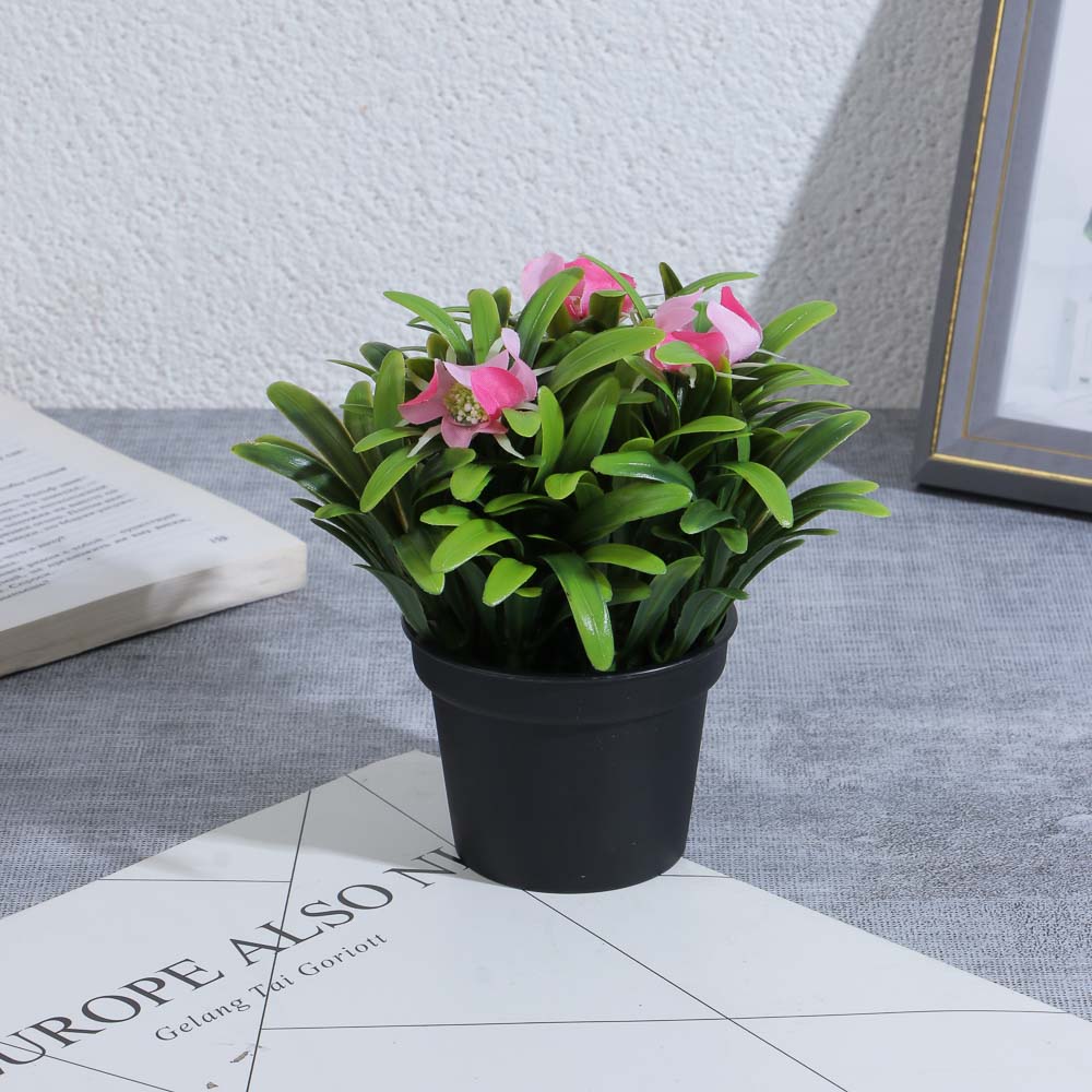 LADECOR Цветочная композиция в горшке, зелень с цветами, 14 см, пластик, 2 цвета - #5