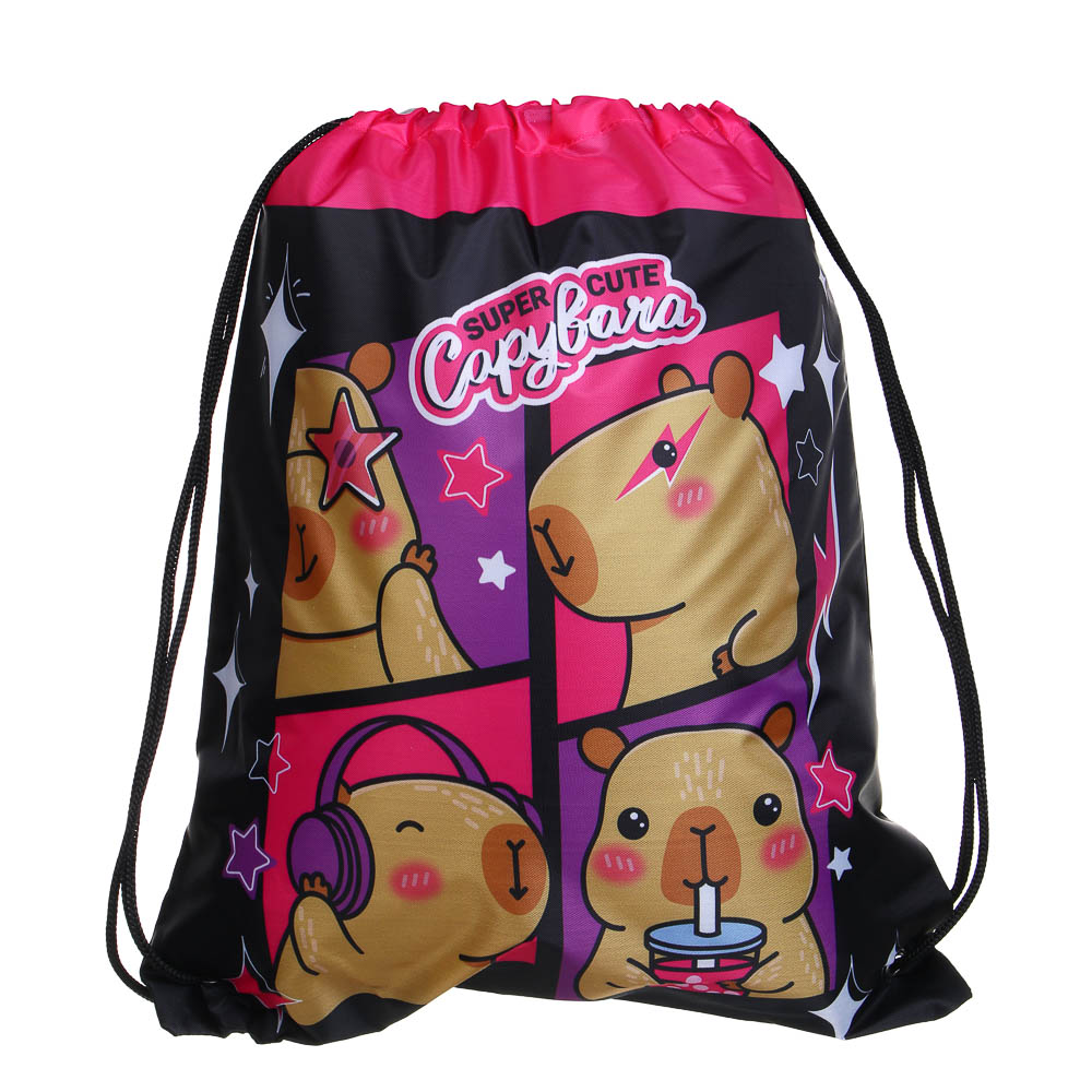 Мешок для сменной обуви на завязках, 34,8x41,5см, "Капибара/Панда", полиэстер - #2