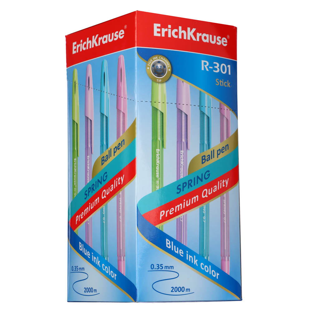 Ручка шариковая Erich Krause синяя R-301 "Спринг Стик", наконечник 0,7 мм, 31059 - #6