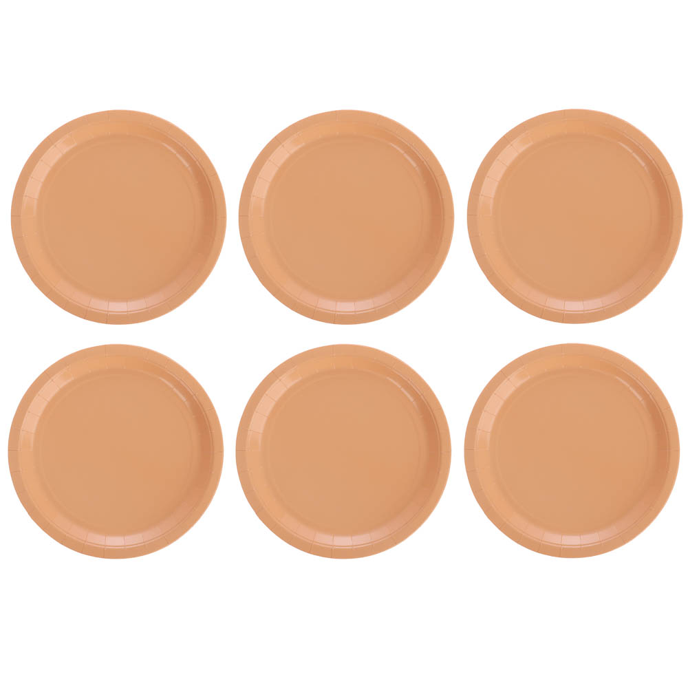 Тарелка бордовая, персиковая в асс 23см 6шт - #8