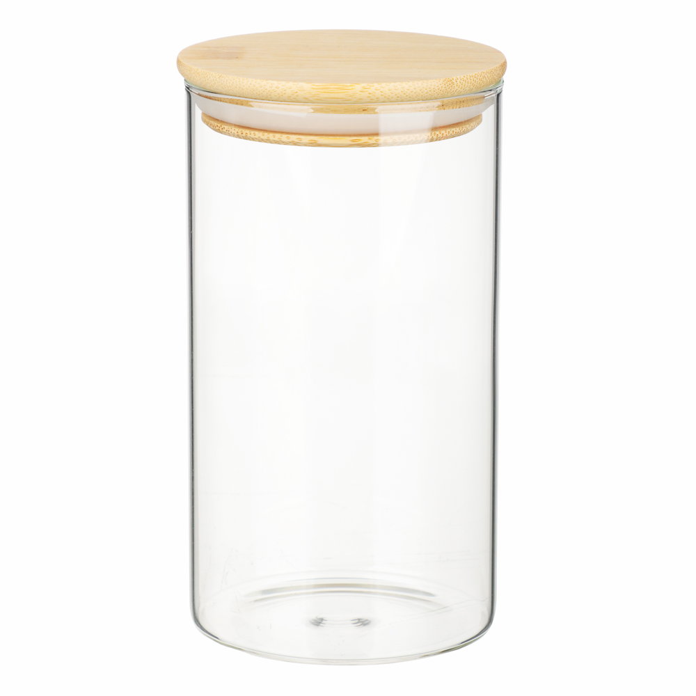 VETTA ЭКО Эллипс Банка для хранения 700мл, 15х8,5см, стекло, бамбук - #1