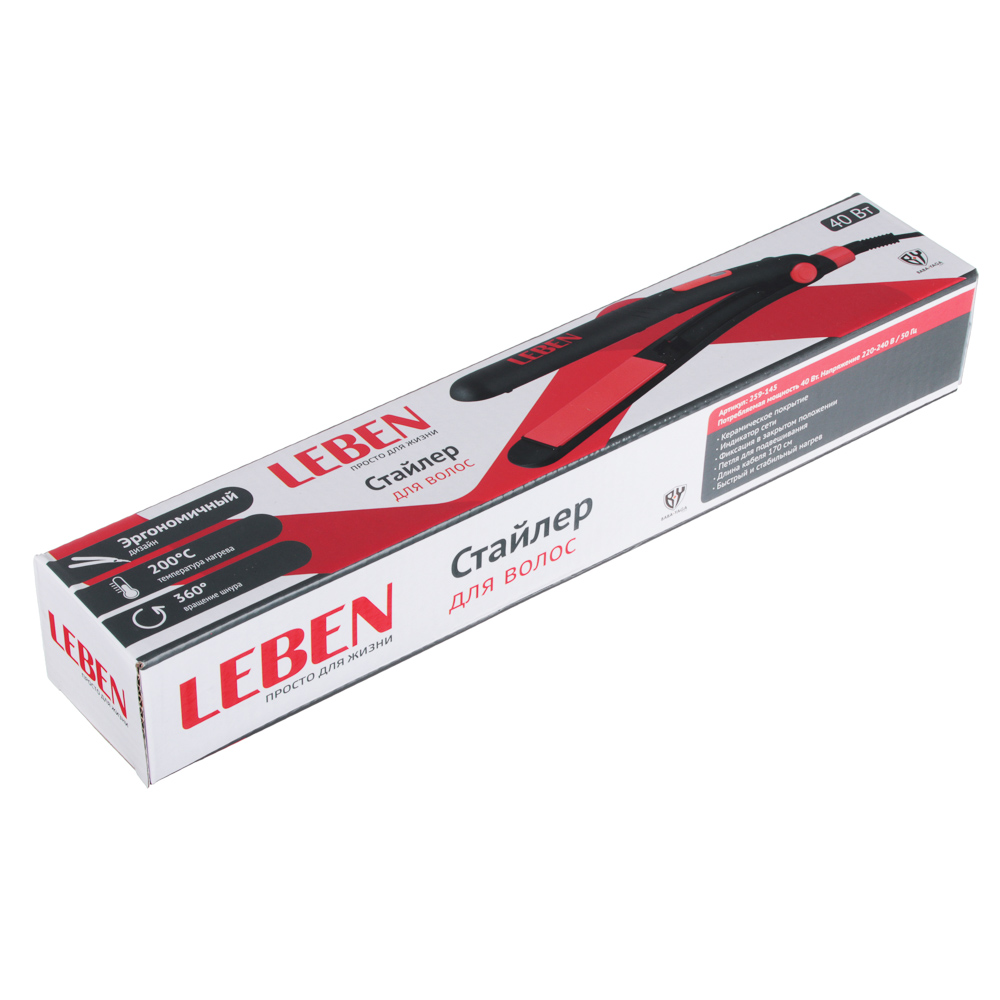 LEBEN Стайлер для волос, эргономичная ручка, керамическое покрытие, 40 Вт - #5
