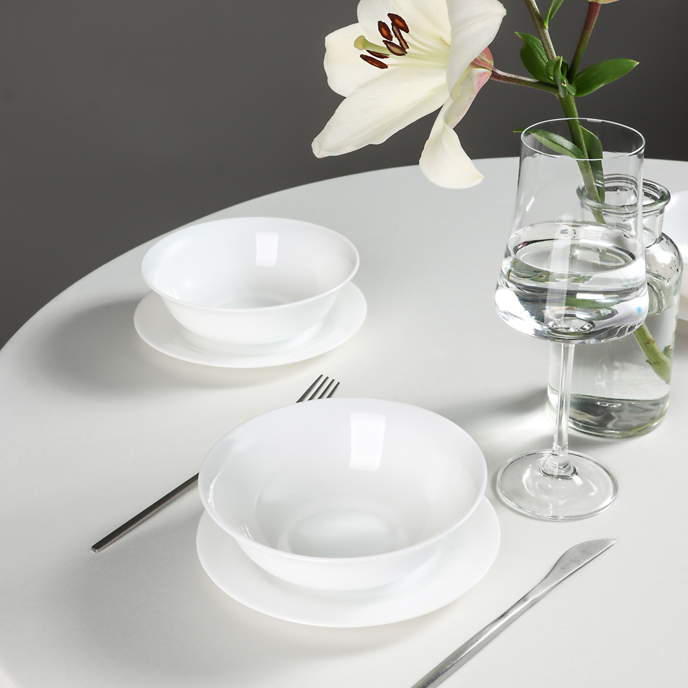 MILLIMI Набор столовой посуды 8пр (тарелка 17,5см - 4шт., салатник 16,5см - 4шт.), опаловое стекло - #7