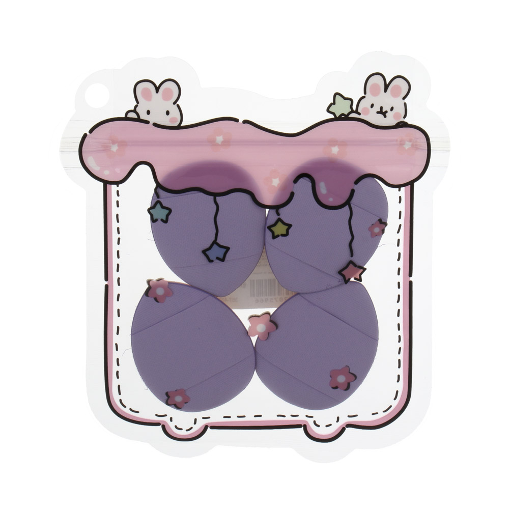 Набор спонжей для тональной основы 4 шт тм ЮНИLOOK, полиуретан, 4 цвета, 2 дизайна - #5