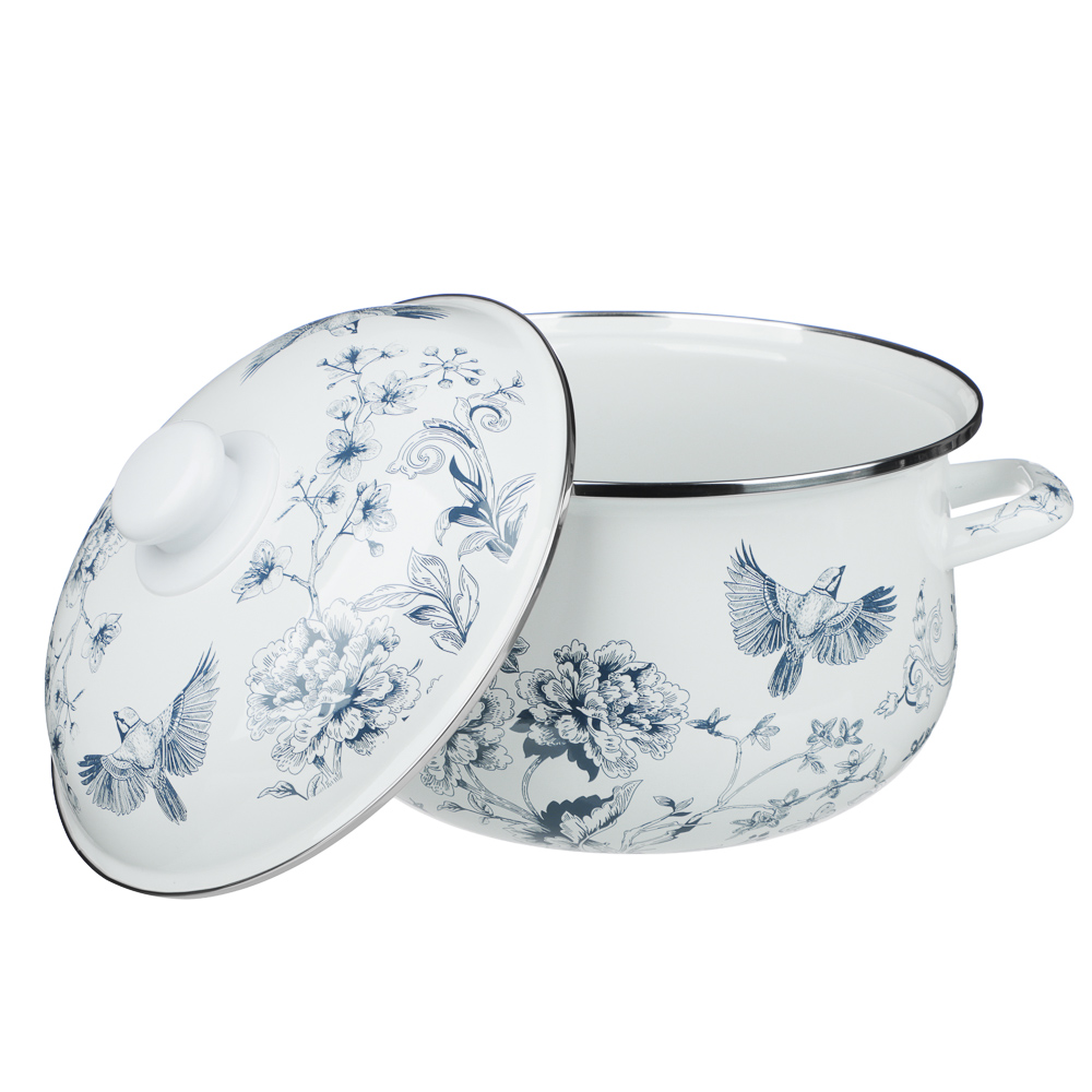 Кастрюля эмалированная тм VETTA Флорал, 22см, 3,6л, индукция - #4