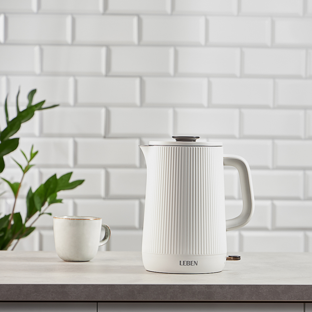 LEBEN Чайник электрический, 1, 6 л, 1800Вт, металл, пластик, бесшовная колба, дв.стенки, 220-240В - #12