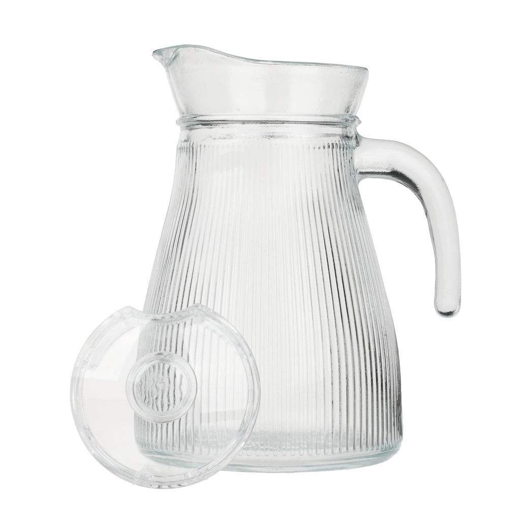 MILLIMI Кувшин для воды 1.2 л, стекло, крышка пластик, рифленый - #4