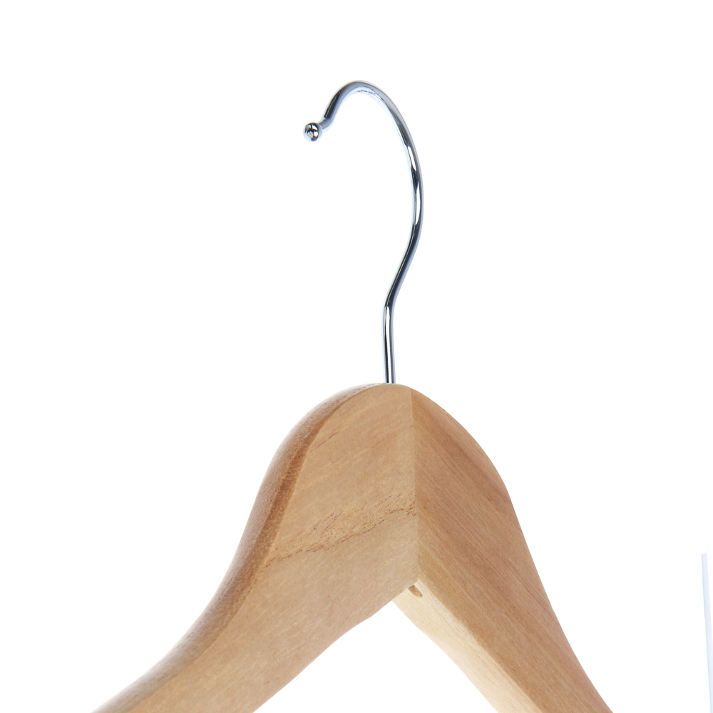 Вешалка для одежды тм VETTA, 45см деревянная с зажимами, хром, цвет светлое дерево - #6