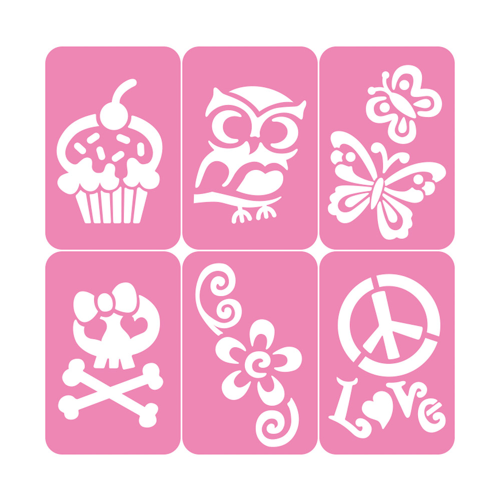 ЮниLook Набор для создания татуировок: гель 1шт 5г, кисточка 1шт, глиттер 2цв, трафареты - #2