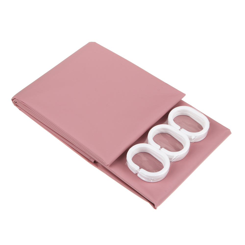 VETTA Шторка для ванной, ПЕВА, 180x180см, с магнитами, пудрово-розовая - #2