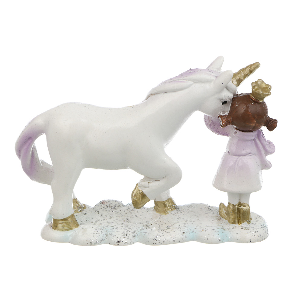 СНОУ БУМ Сувенир Девочка с лошадкой полистоун 10,7x3,8x7,3 см, розовый - #4