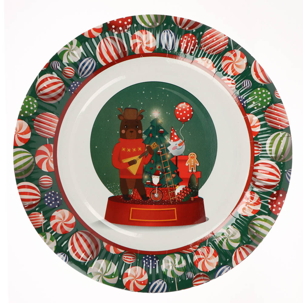 Набор бумажных тарелок Рождественская сказка, 6 шт d=230 мм - #1