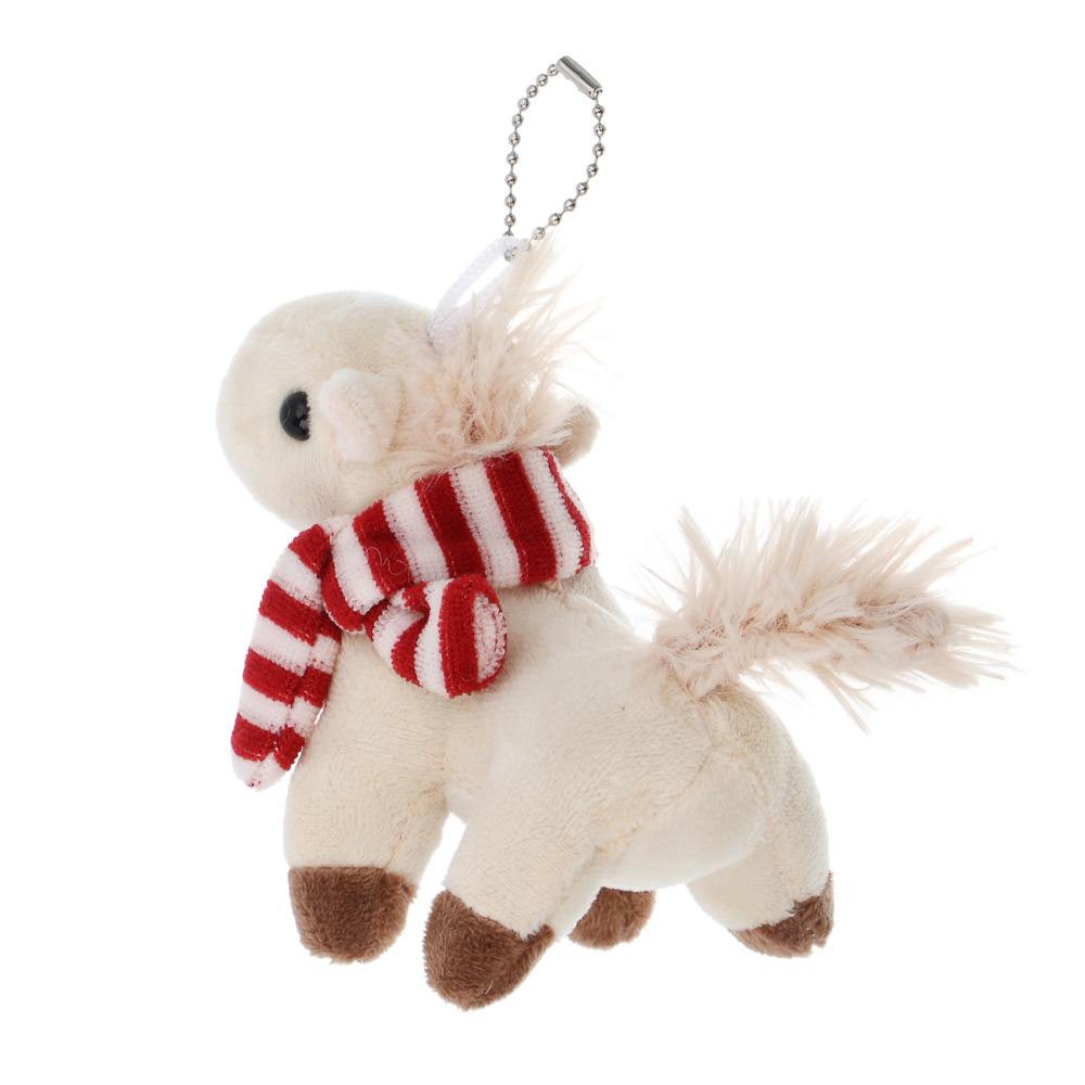 СНОУ БУМ Мягкий сувенир лошадка в шарфике на шнурке 10 см, полиэстер - #4