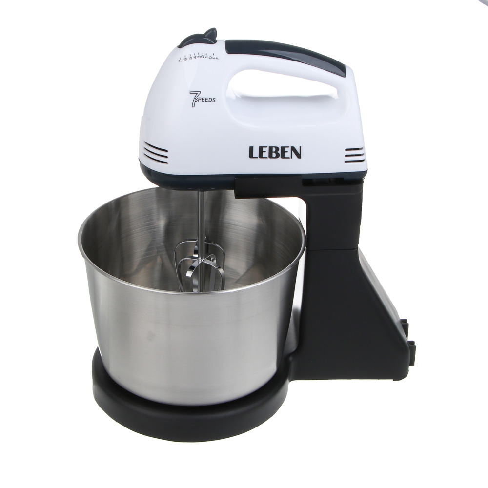 LEBEN Миксер кухонный 350Вт, 7 скоростей, 4 насадки, металлическая чаша 2л - #4