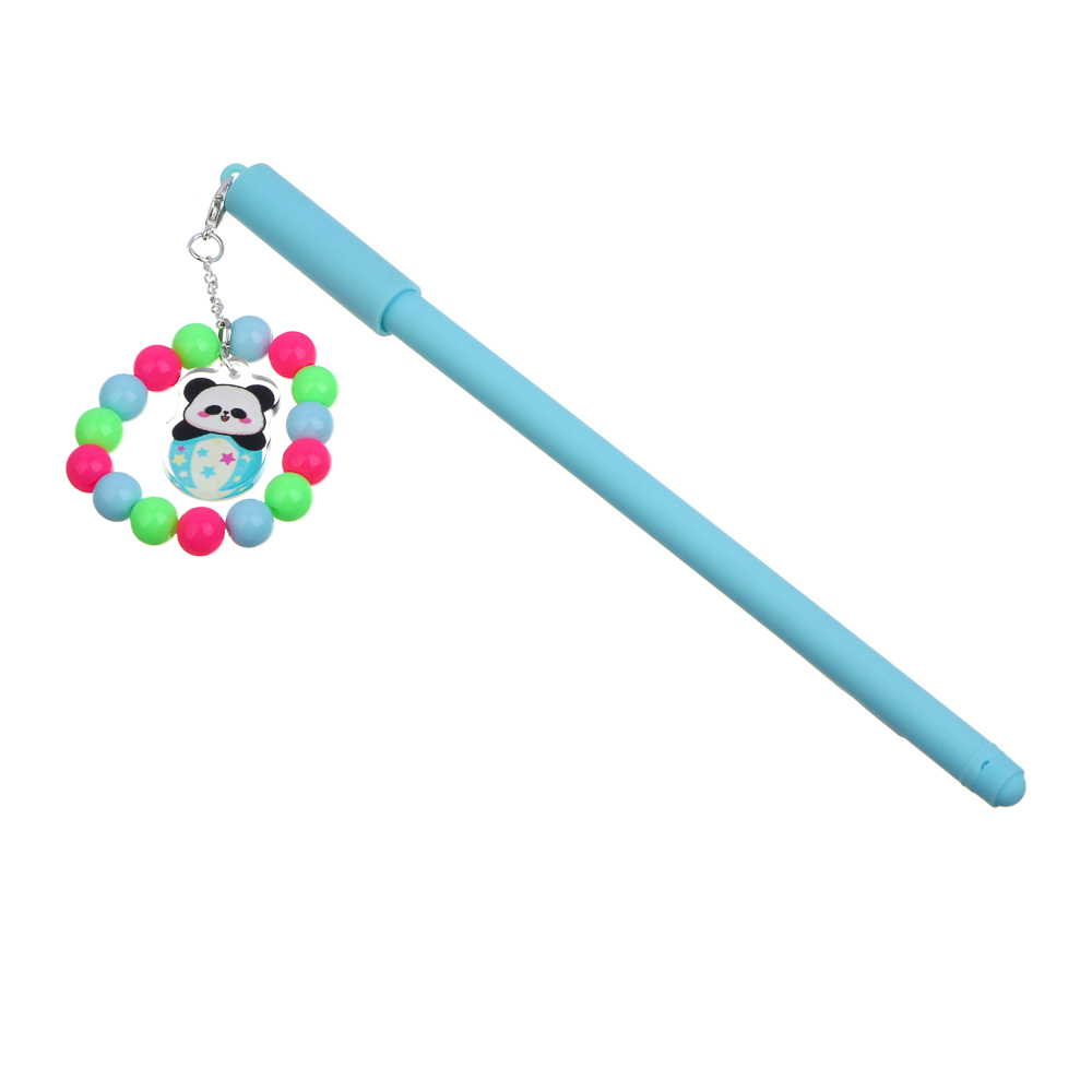 Ручка гелевая черная, с браслетом и фигуркой панды, 4 дизайна - #2