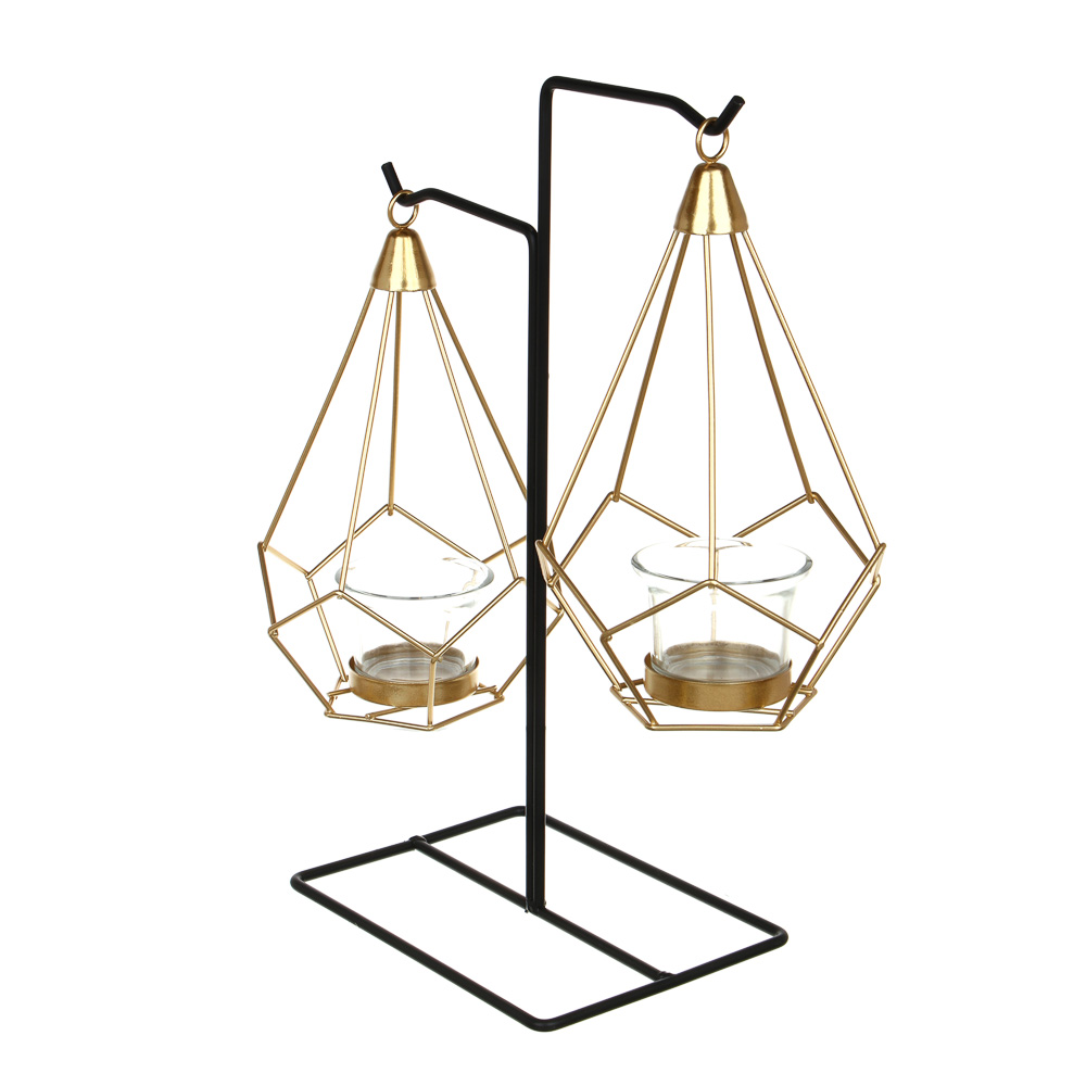 Подсвечник металлический со стеклянными чашами для двух свечей, 16х20х33 см - #3