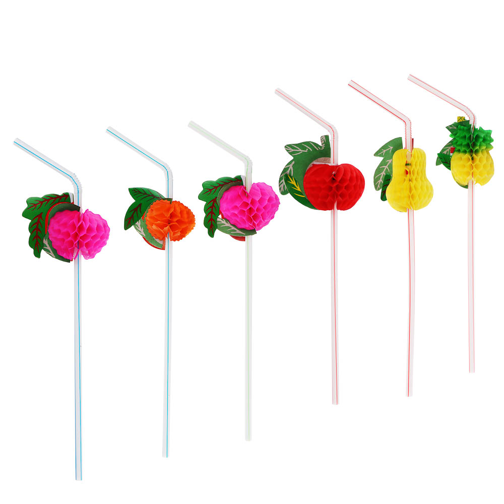 Трубочки для напитков тм Fntastic 12шт, 240x5мм, "Фрукты", цветные - #2