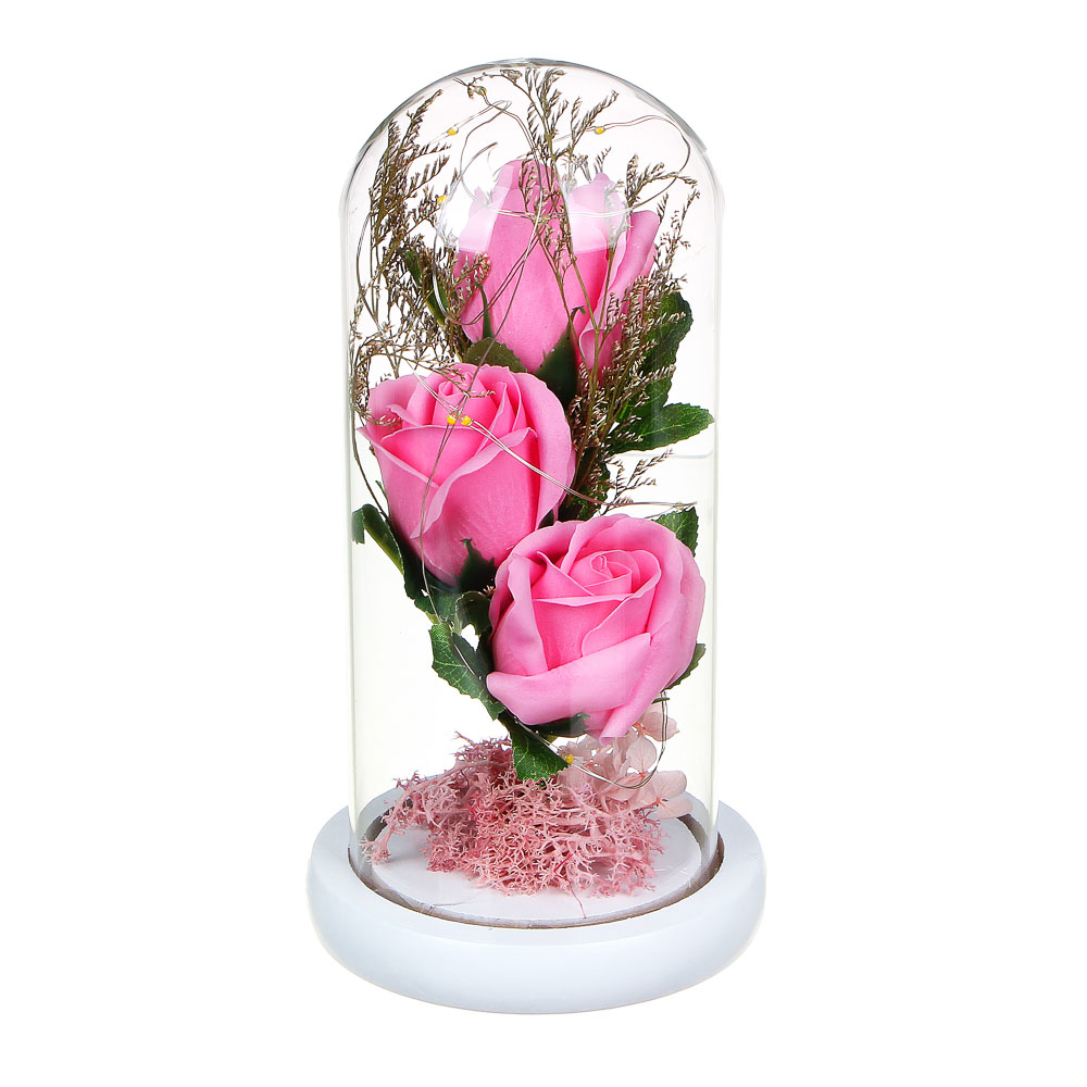 LADECOR Светильник - цветочная композиция, 3 розы, 23 см, 3хААА, 4 цвета - #3