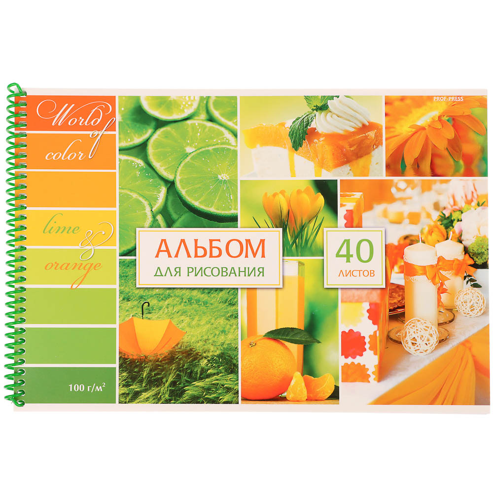 Альбом для рисования A4 40л., офсет 100г/м2, обл.картон, спираль, микс - #18