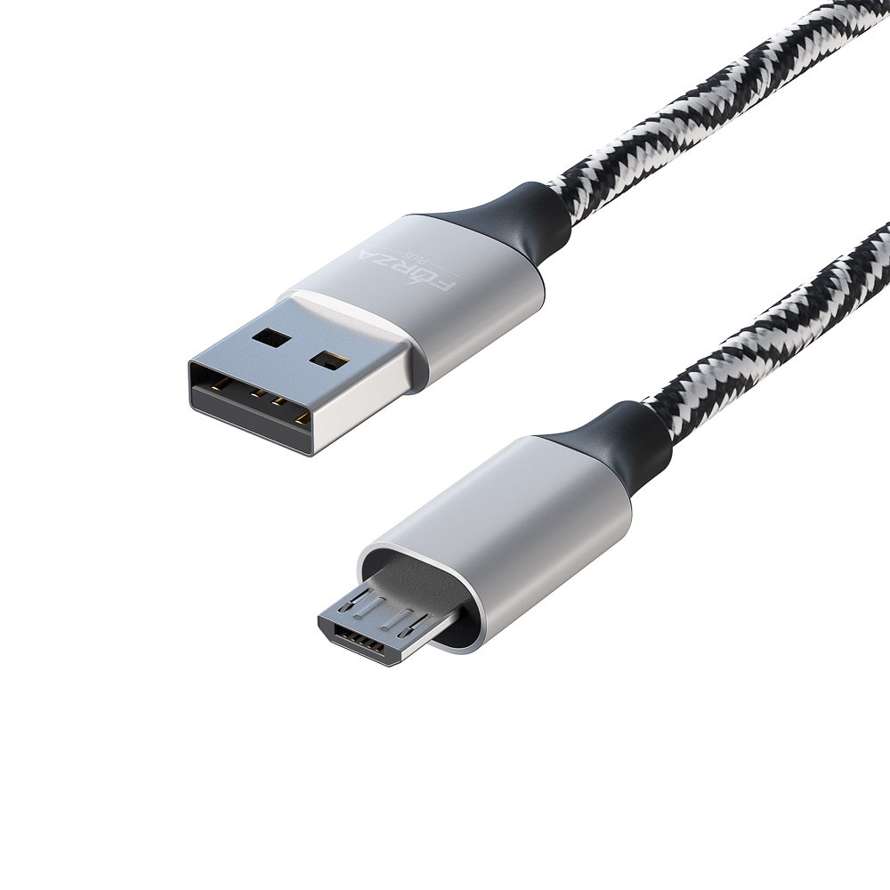 FORZA Кабель для зарядки Серпантин Micro USB, 1м, 1.5А, тканевая оплётка, 4 цвета, пакет - #5