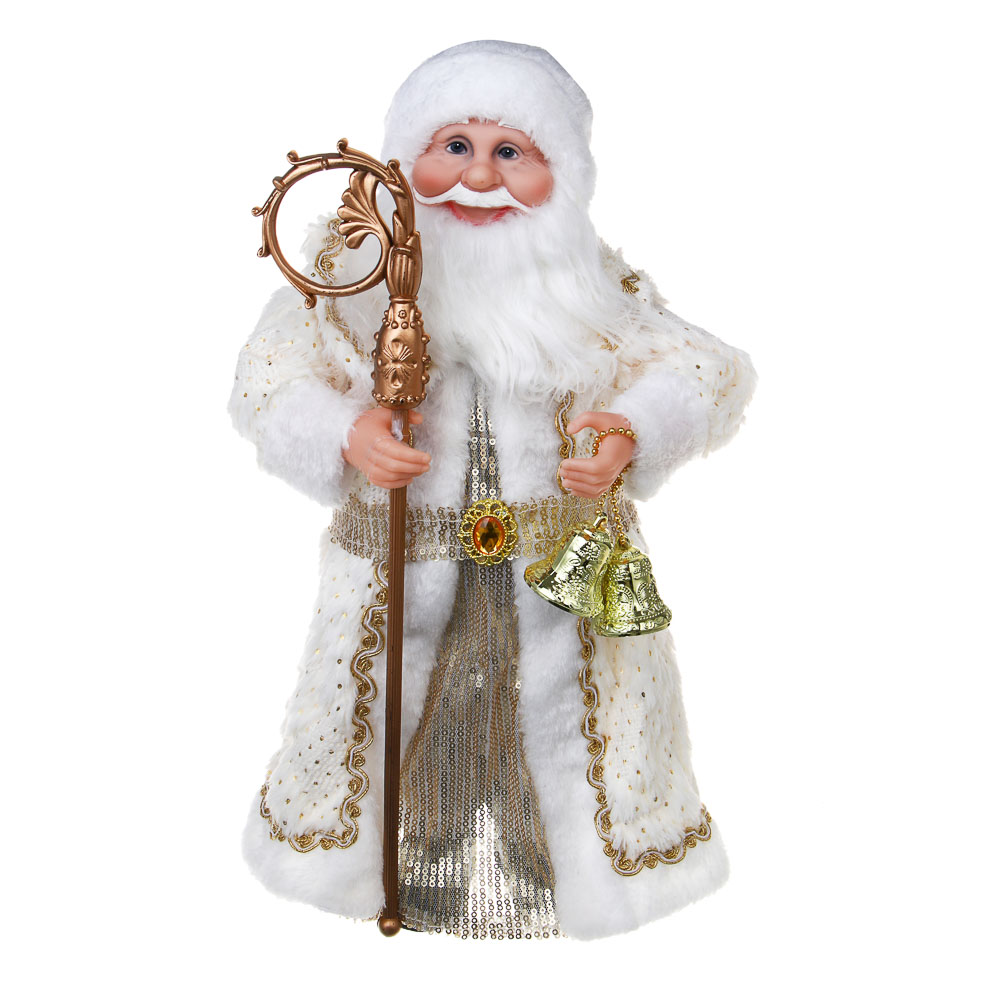 СНОУ БУМ Дед Мороз 42 см белый с золотом, PVC, полиэстер - #1
