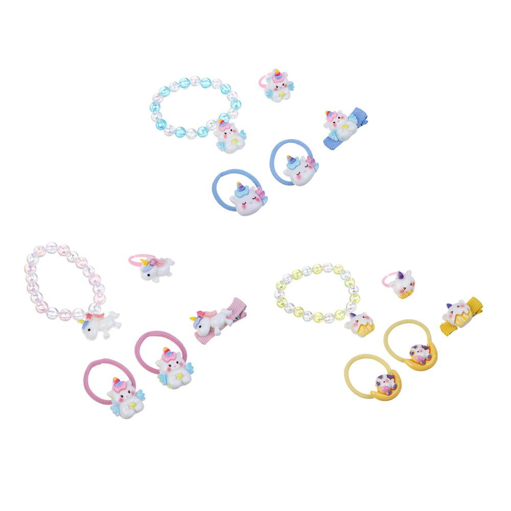 Набор детской бижутерии BY Русские супергерои: браслет, кольцо, резинки 2шт, заколка, 3 дизайна - #1