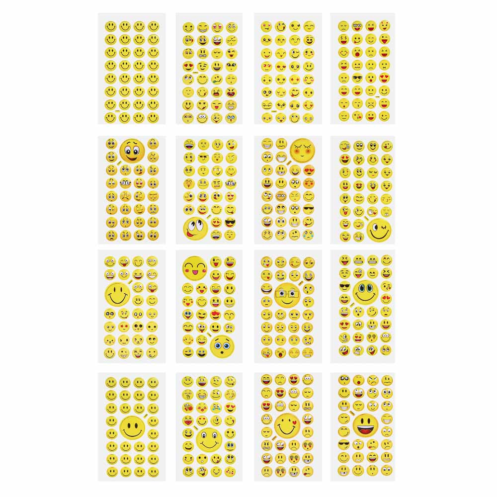 Набор наклеек "Смайл" 10х24см, объёмные, ПВХ, микс 16 дизайнов - #2