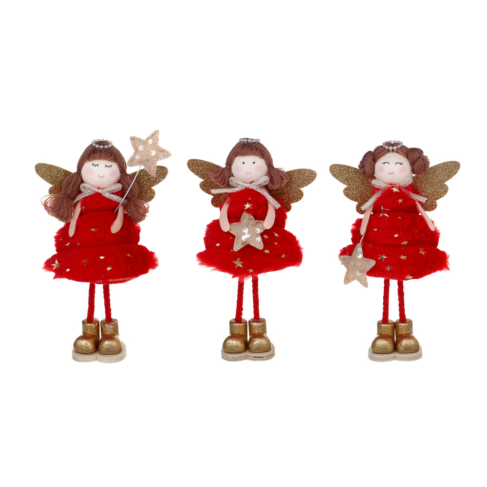 СНОУ БУМ Сувенир Ангел 21 см, полиэстер, красный, 3 вида - #1