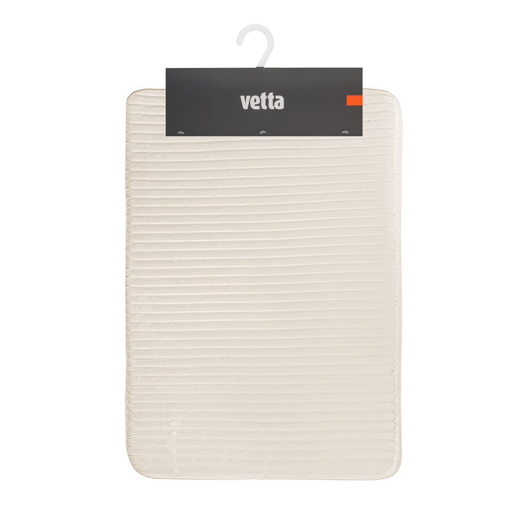 Коврик для ванной комнаты тм VETTA Talli, ворсовый полосатый флис 220г/м², 80х50см, молочный - #5