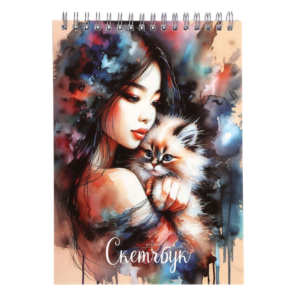 Скетчбук А5 (альбом), 14,5х20cм, 30л. обл. картон, блок 120г/м2, спираль, тв. подложка, 4 диз. - #5