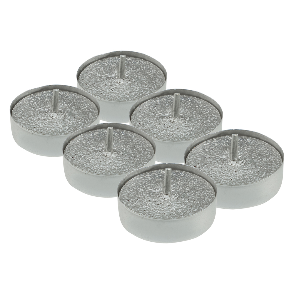 Свеча в гильзе 6 шт, лакированная, парафин, серебро - #1