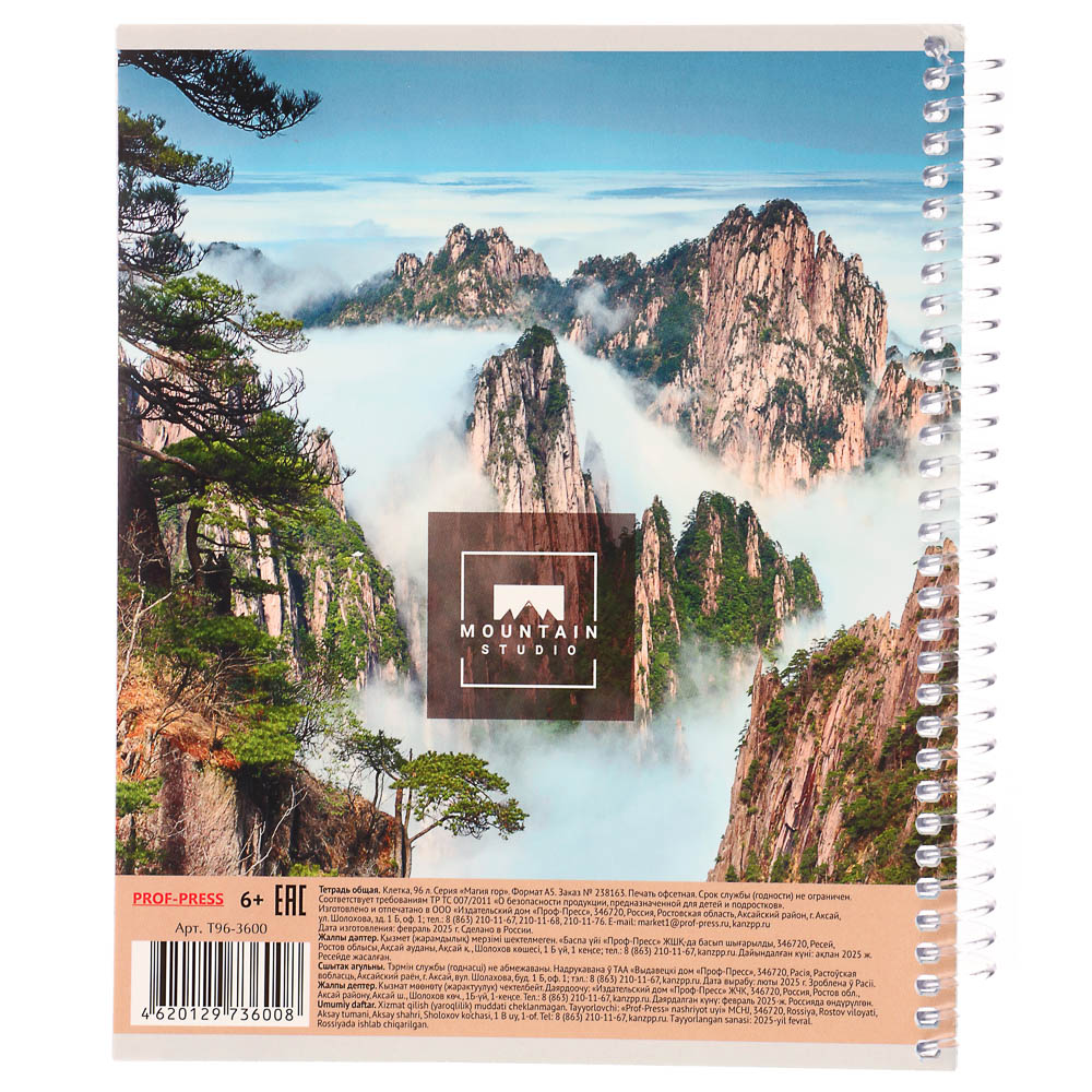 Тетрадь общая, 96 листов, в клетку, БЕЛЫЕ ЛИСТЫ, обл.мел. картон, спираль, микс - #27