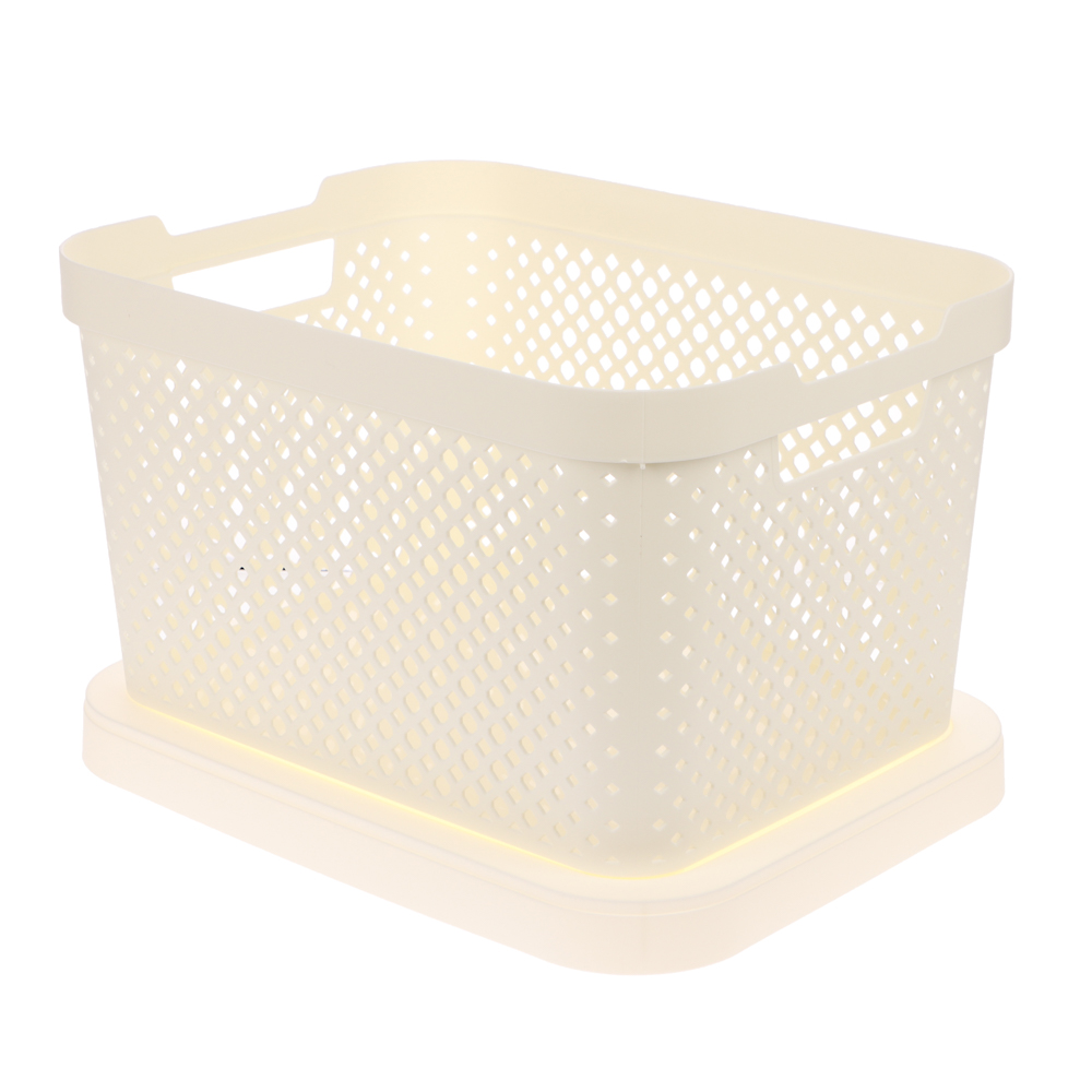 Корзина для хранения с крышкой Plast Team STOCKHOLM, 15 л молочный туман - #6