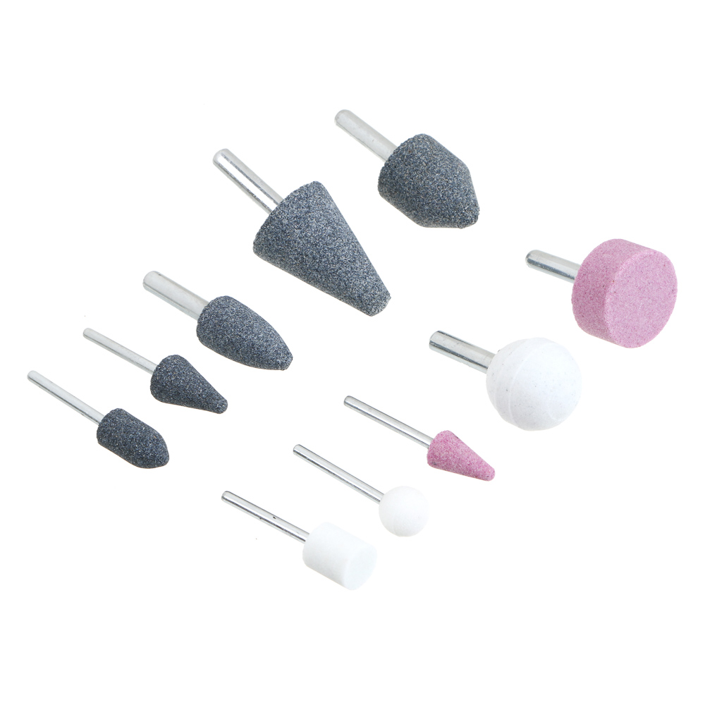 ЕРМАК Набор абразивных минишарошек-насадок для гравера и дрели, хвостовик d 3мм/6мм, 10 предм. - #2