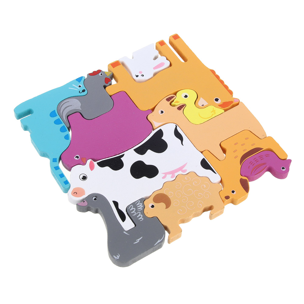 ИГРОЛЕНД Игрушка развивающая для малышей "Головоломка деревянная", 8 дизайнов, 16,7х16,7см, дерево - #7