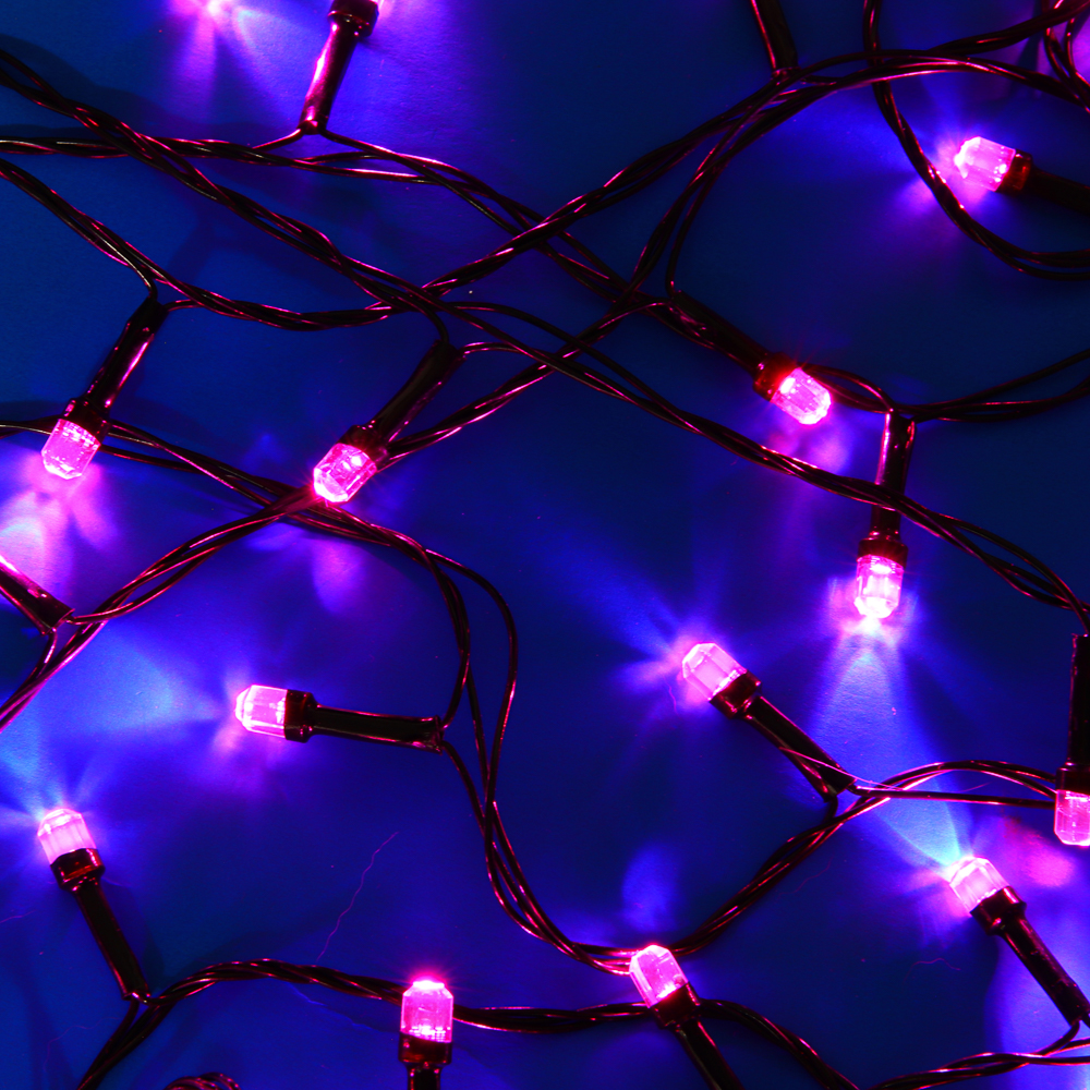 СНОУ БУМ Гирлянда эл. вьюн 10м, 100LED, розовый, 8 режимов, ПВХ черный, 220В - #8