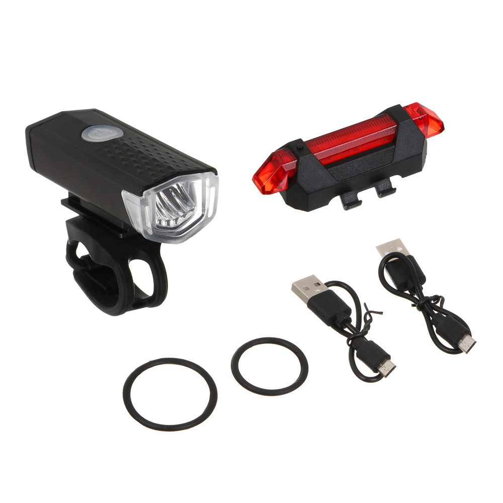 Набор фонарей велосипедных, тм BY SPORT, передний и задний, 3/4 режима, USB - #12