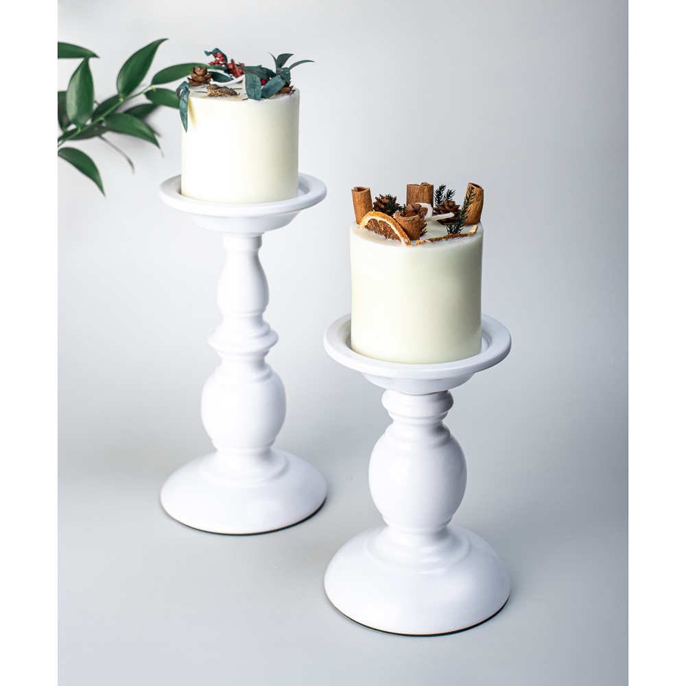 Подсвечник металл 16 см, белый - #4